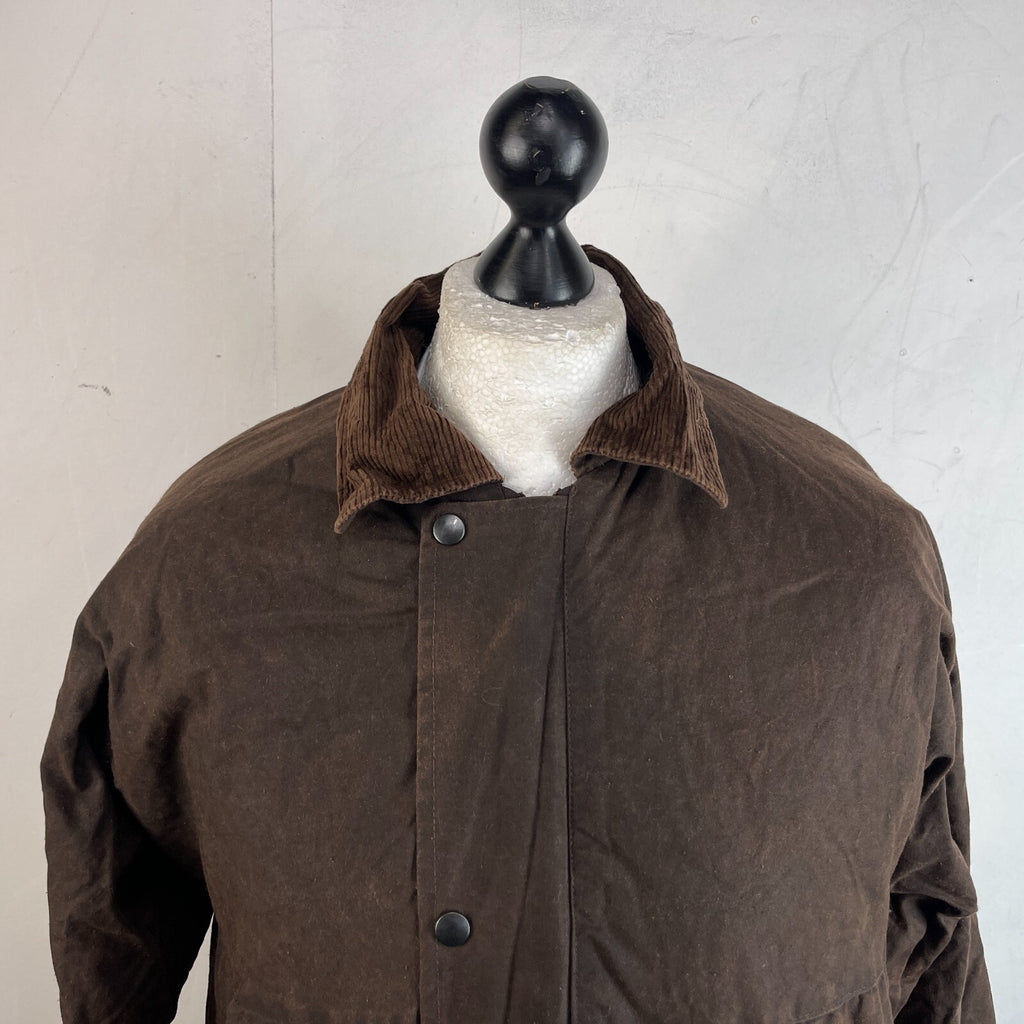 Men's Quilted Wax Cotton Jacket Brown size Small