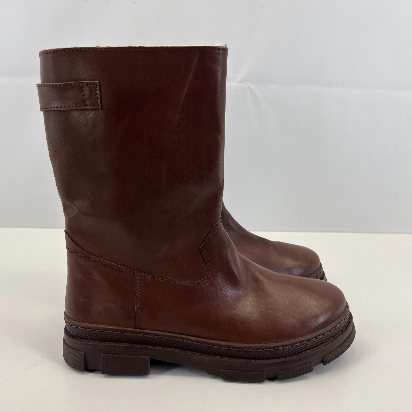 Next Premium Women's Brown Leather Faux Fur Lined Calf Boots size UK 4 / EU 37
