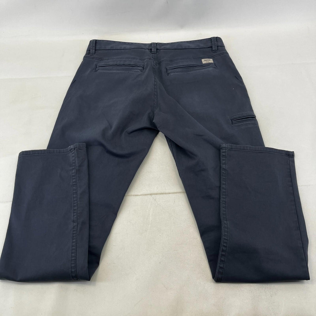 Timberland Men Blue Slim Tapered Chino Trousers Pants Zip Fly Cotton W32" L32"