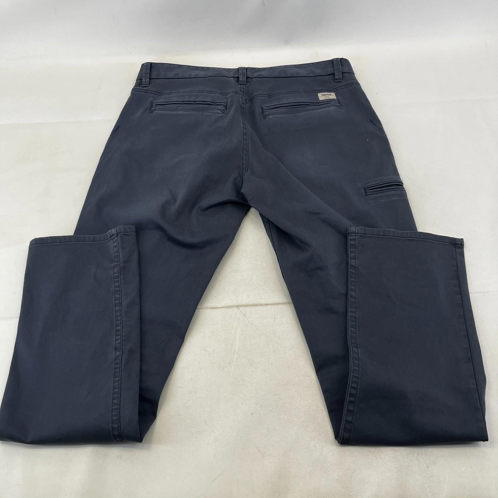 Timberland Men Blue Slim Tapered Chino Trousers Pants Zip Fly Cotton W32" L32"