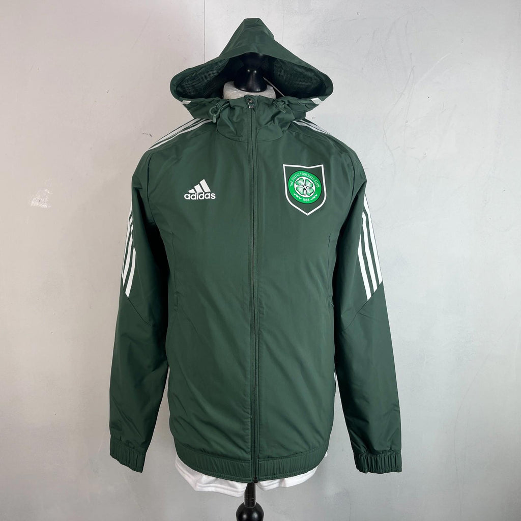 Adidas Celtic FC Waterproof Football Training Jacket Hooded size XS Oversized