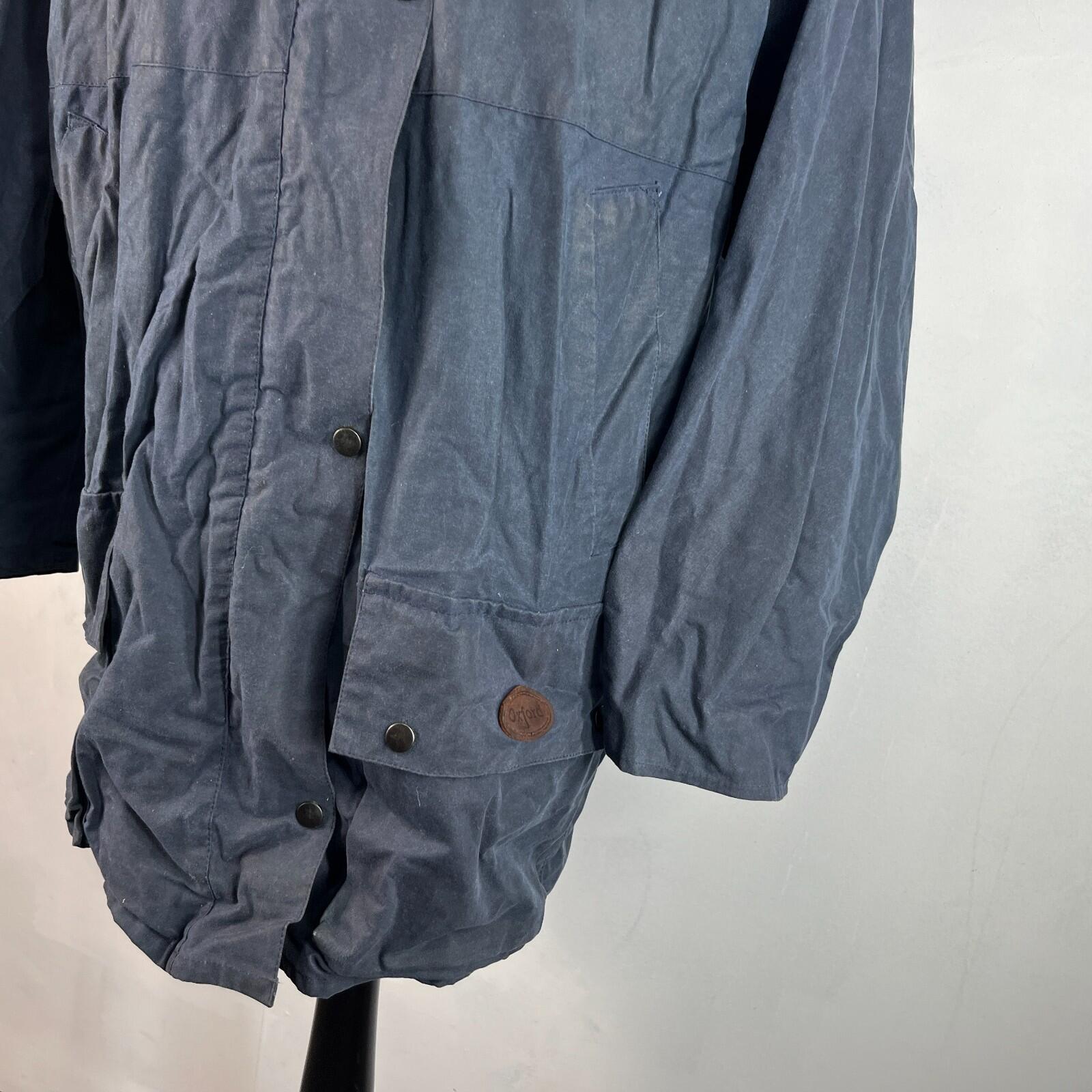 Oxford Women's Waterproof Wax Jacket in Blue with Hood size Large Ladies Vintage