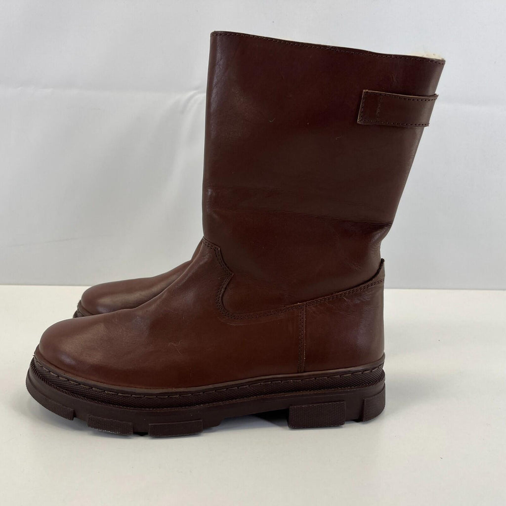 Next Premium Women's Brown Leather Faux Fur Lined Calf Boots size UK 4 / EU 37