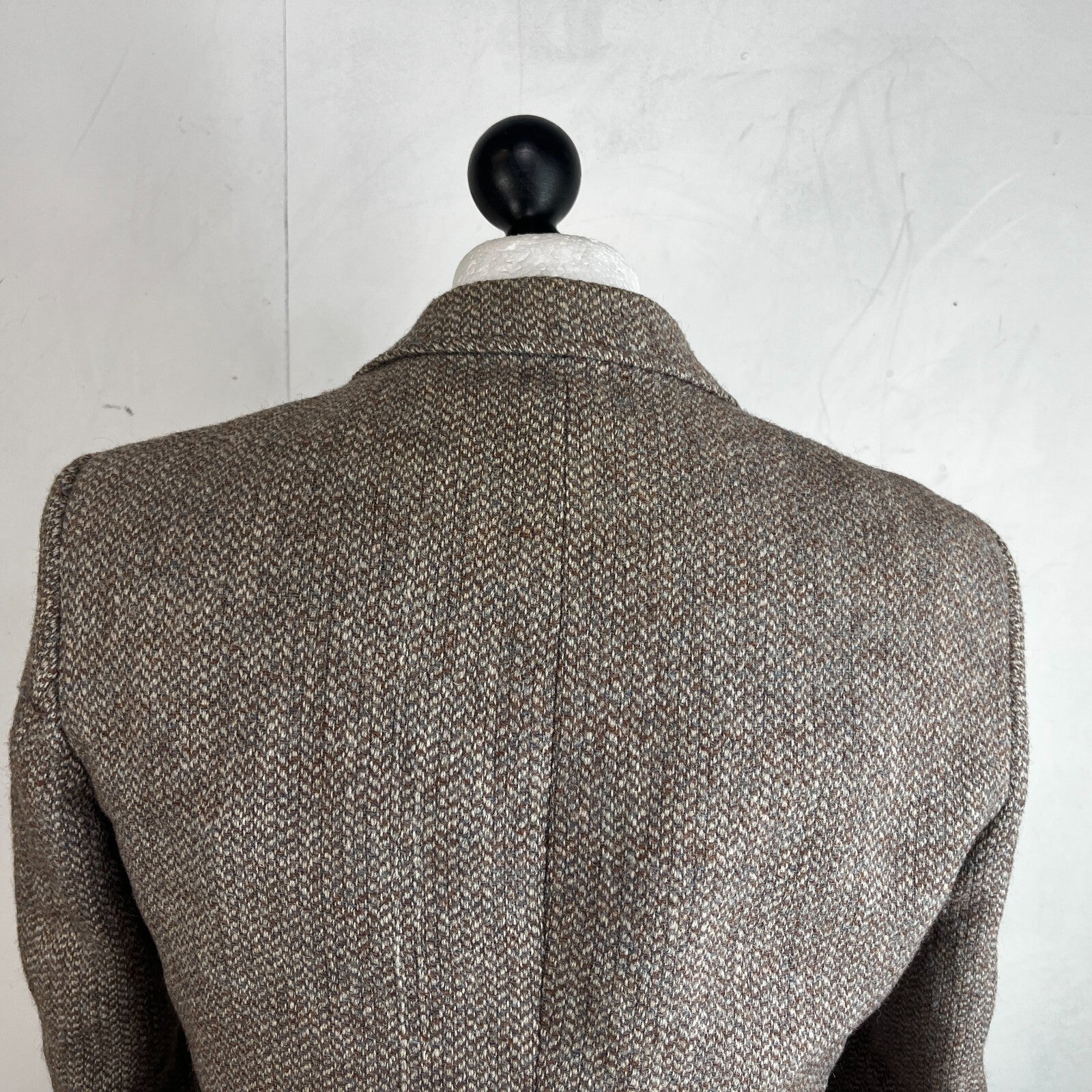 John Lewis Harris Tweed Herringbone Blazer Sport Coat Jacket Beige size 40R