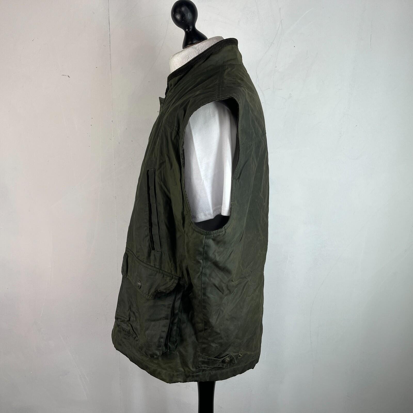 Stones Insulated Gilet Mens Green Waxed size L Shooting Country Vest Jacket