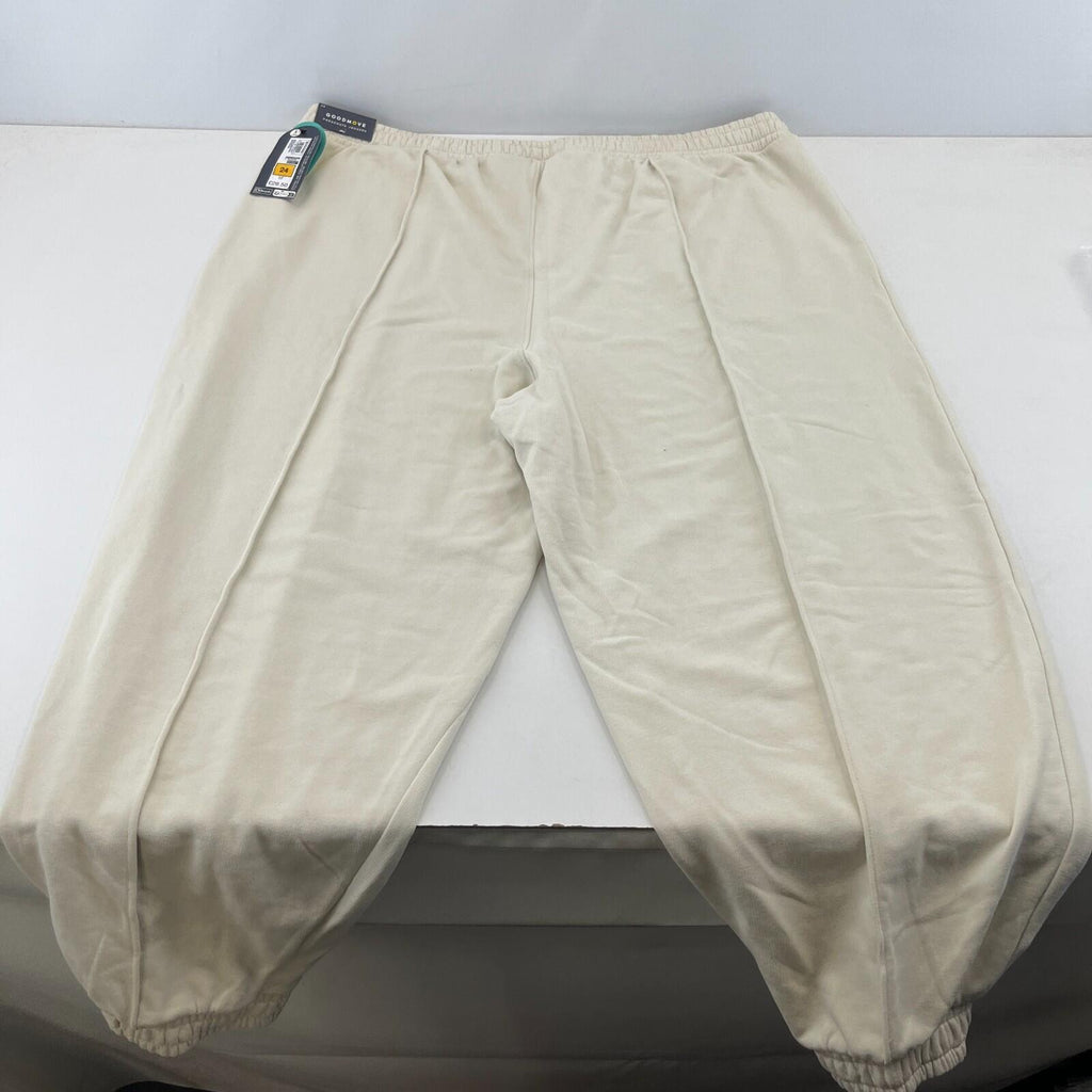 M&S Ladies Goodmove Parachute Joggers Cuffed Trousers Pants Cream UK size 24 New