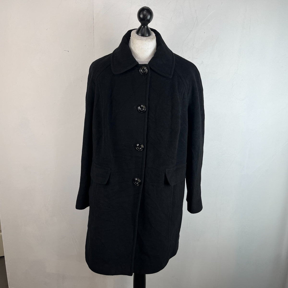 London Fog Men's Wool Blend Overcoat in Black Regular Mid Length size XL