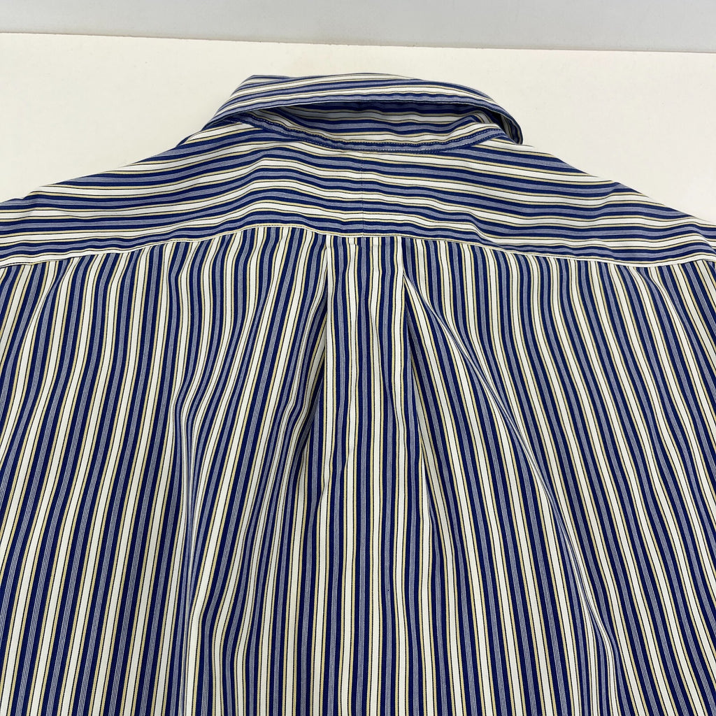 Ralph Lauren Shirt Mens 15 1/2 M Blue Pinstriped Cotton Button Up RL Pony