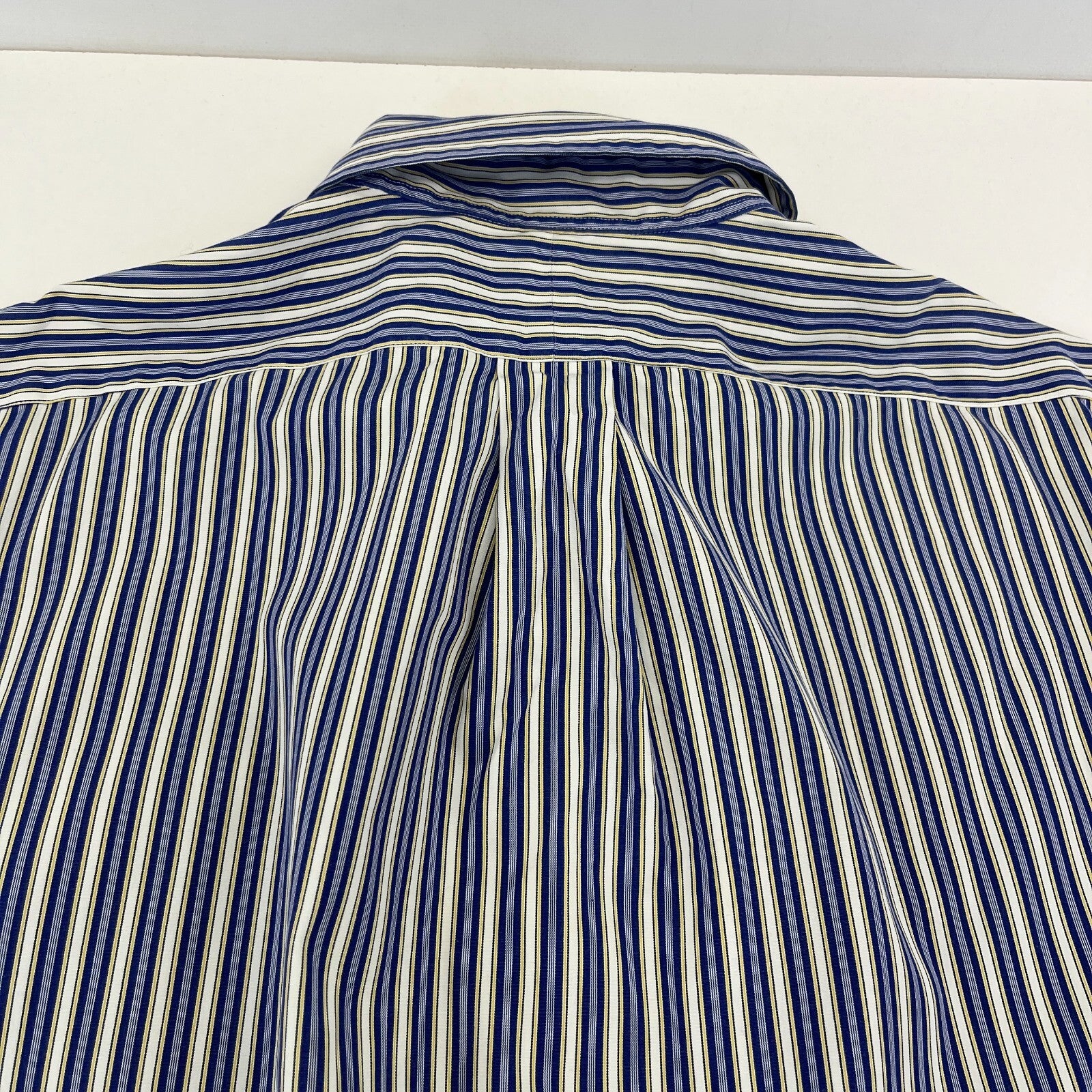 Ralph Lauren Shirt Mens 15 1/2 M Blue Pinstriped Cotton Button Up RL Pony