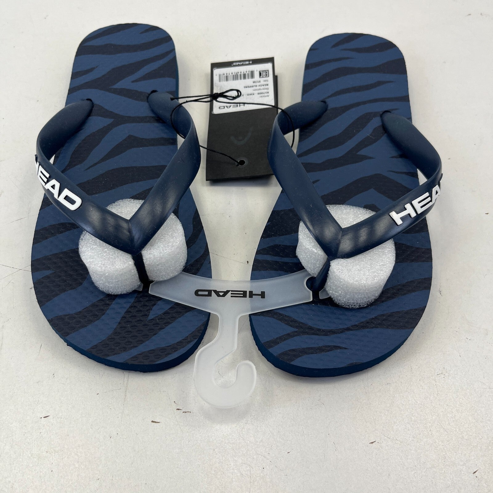 Head Flip Flops Beach Slippers Blue/Black Tiger Stripe Womens size UK 5 EU 37/38