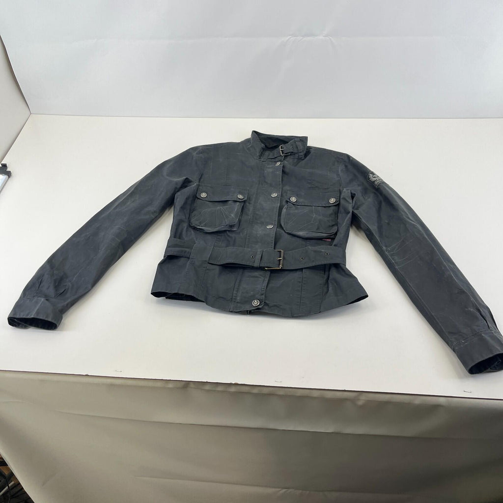 Belstaff Six Days Women's Jacket EU size 46 Black Made in Italy Waxed Motorcycle