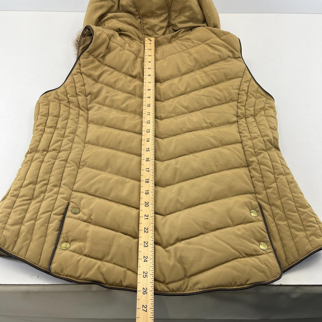 Joules Warm Welcome Collection Quilted Gilet with Faux Fur Collar Brown size 20