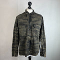 AllSaints Denim Jacket Men's size XL Relaxed Fit Distressed Tiger Camo