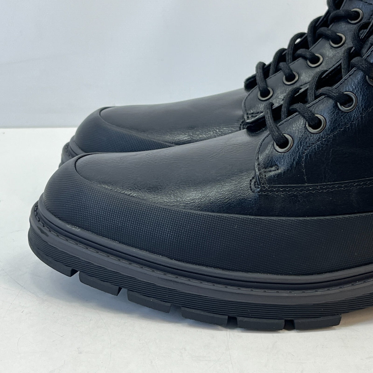 M&S Men's Faux Leather Ankle Boots in Black size UK 10 - EU 44