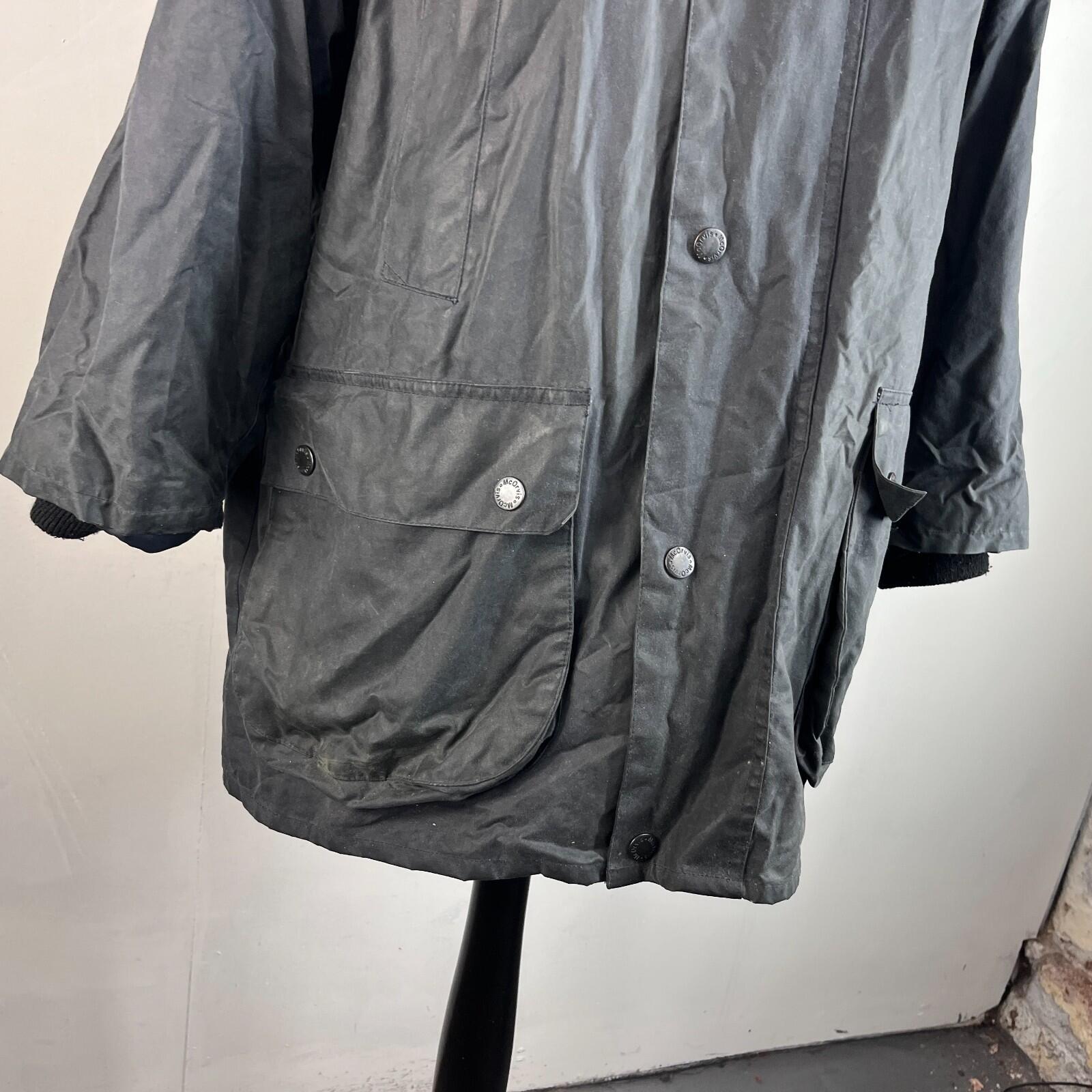 Mc Orvis Wax Jacket Mens size M Black Waxed Coat Made in the UK