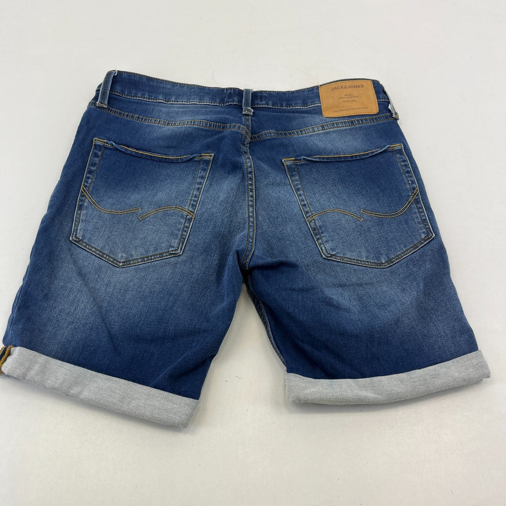 Jack & Jones Men’s Blue Slim Fit Denim Shorts Turn-Up Leg size M - W32"