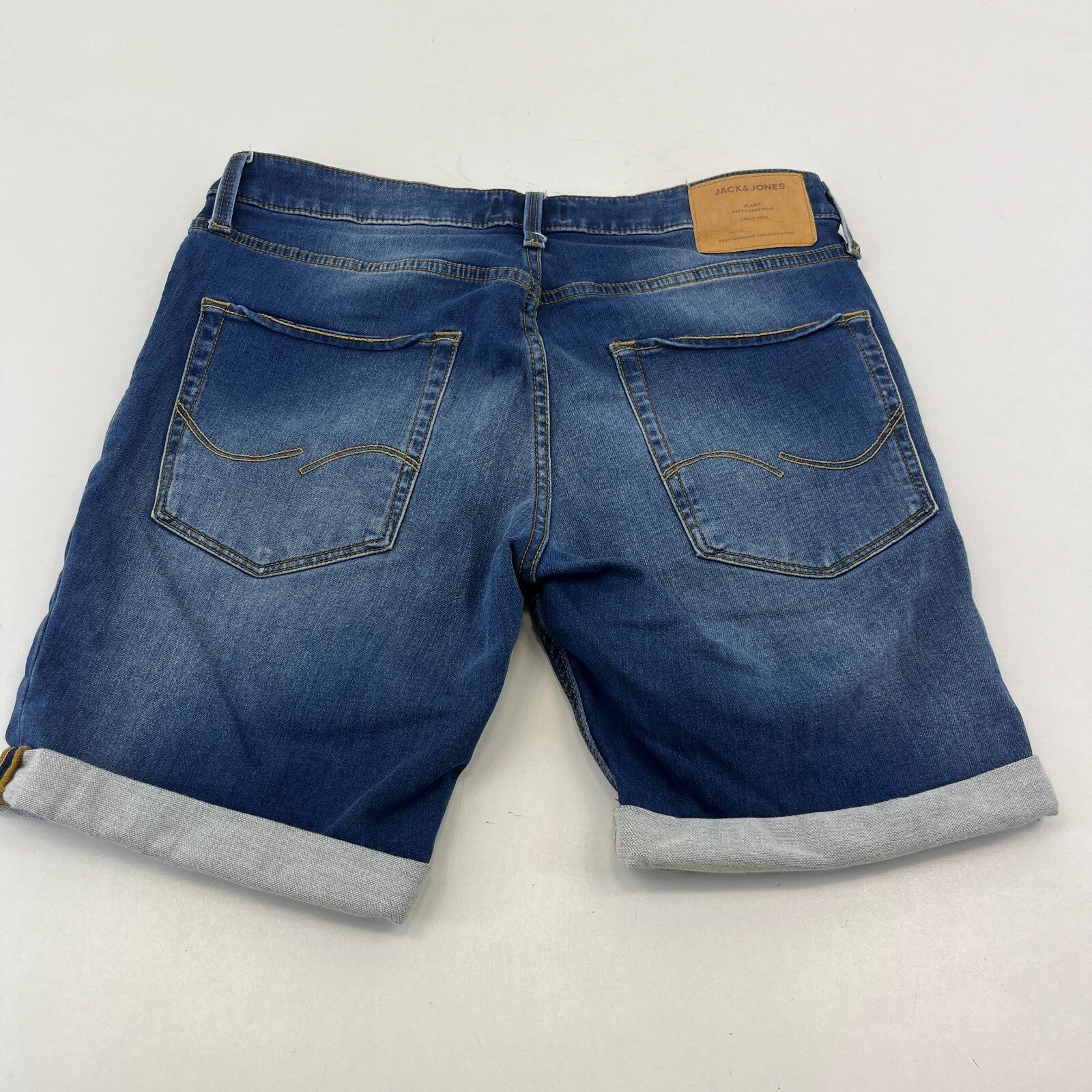 Jack & Jones Men’s Blue Slim Fit Denim Shorts Turn-Up Leg size M - W32"