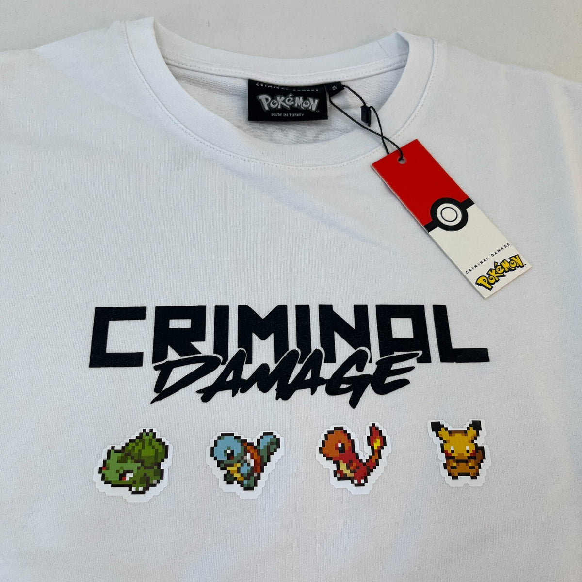 Criminal Damage Limited Edition Pokemon Sweatshirt White size Small - New