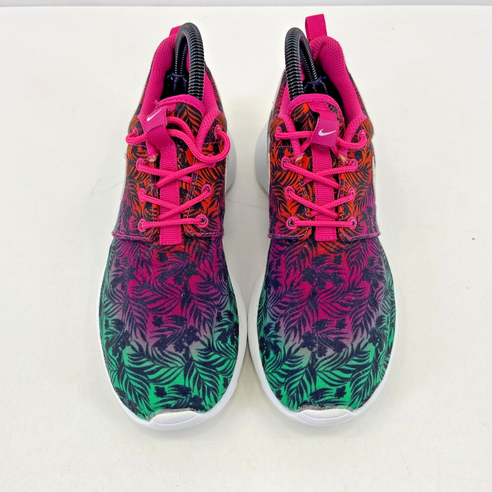 Nike Roshe Run Flyknit Trainers Pink & Green Floral size UK 4.5  EU 37.5