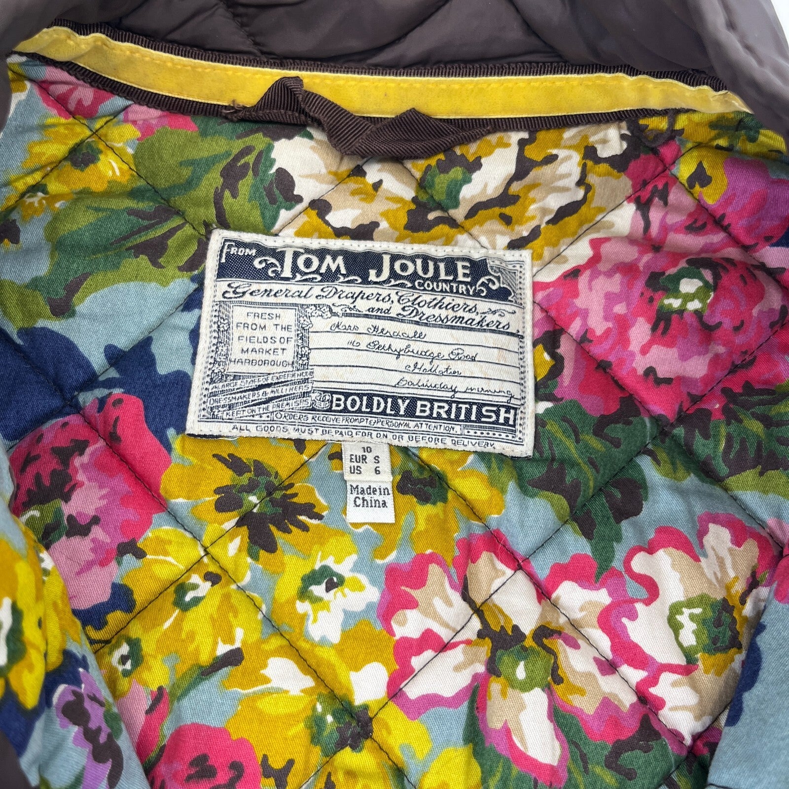 Tom Joule Joules Quilted Jacket in Chocolate Brown UK size 10