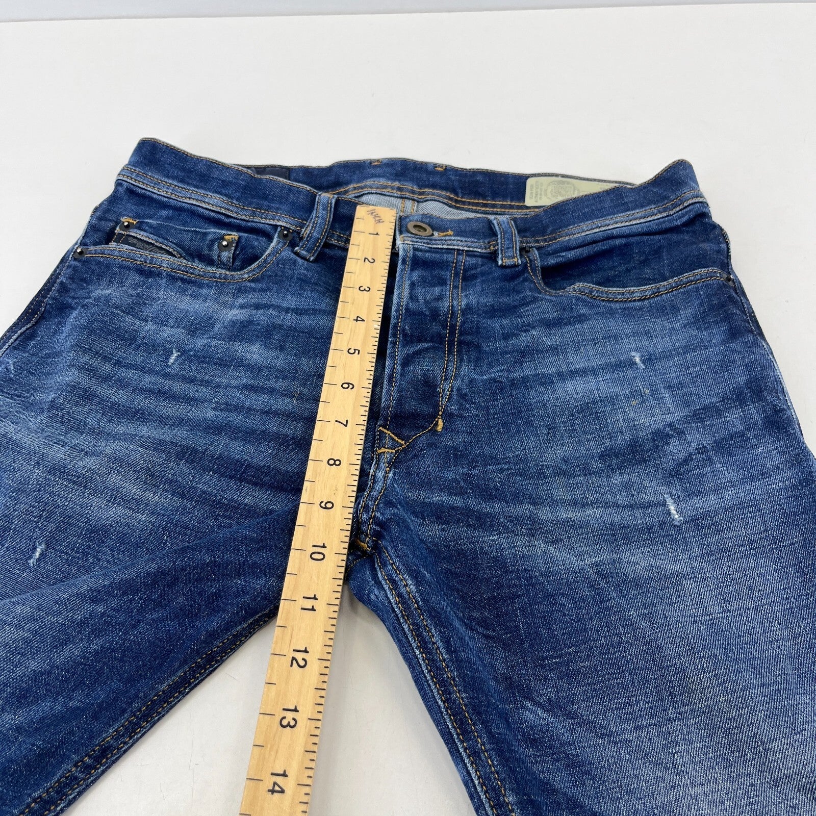 Diesel Tepphar Distressed Stretch Slim Carrot Jeans Men’s W30 L30 Denim Blue