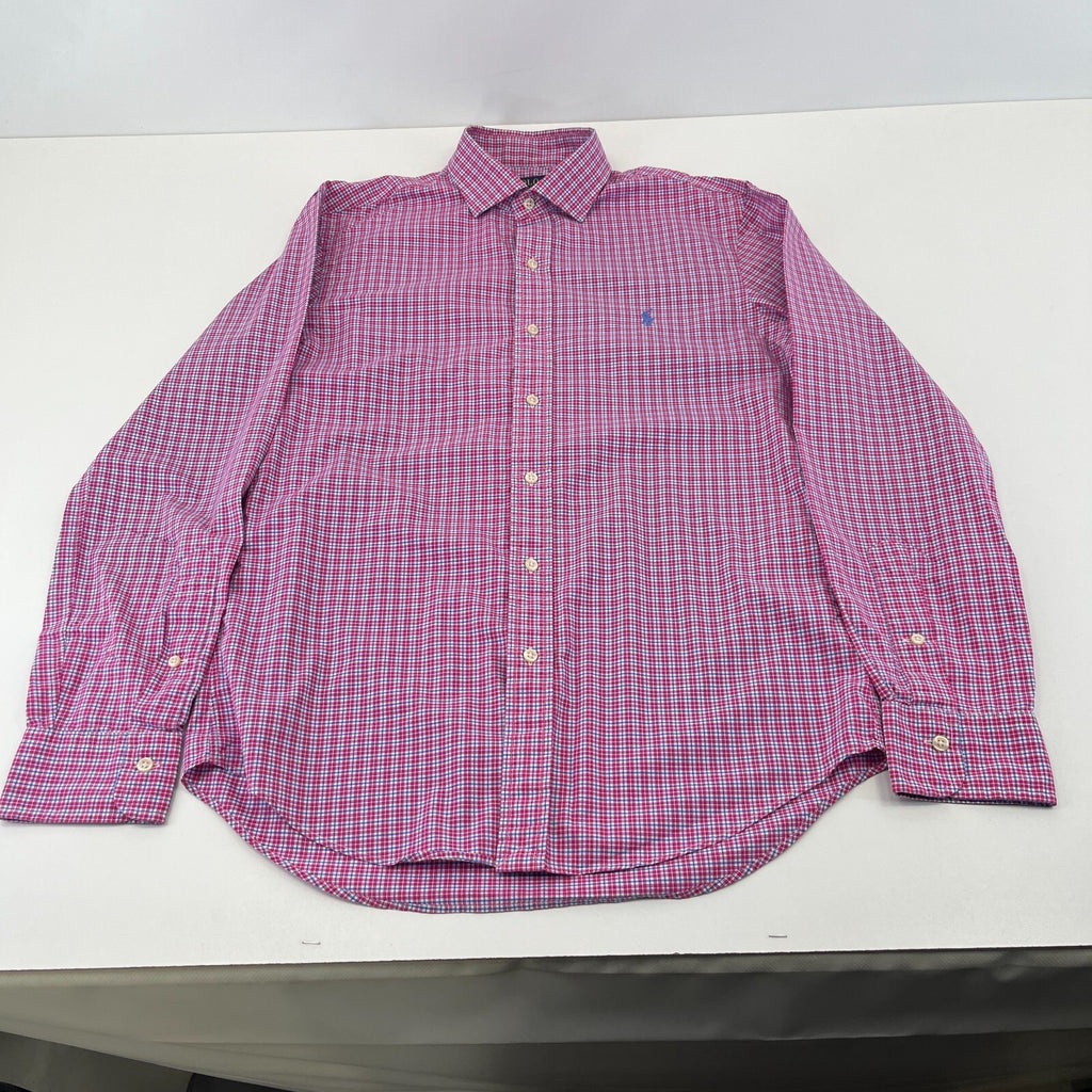 Polo Ralph Lauren Shirt Mens size M Red Check Cotton Button Up RL Pony