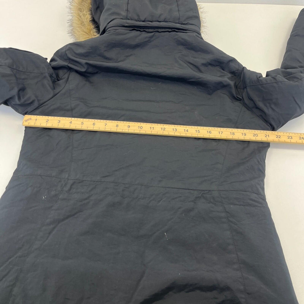 Superdry Everest Mountain Parka in Black with Fur Fringe Hood UK Women's size 12