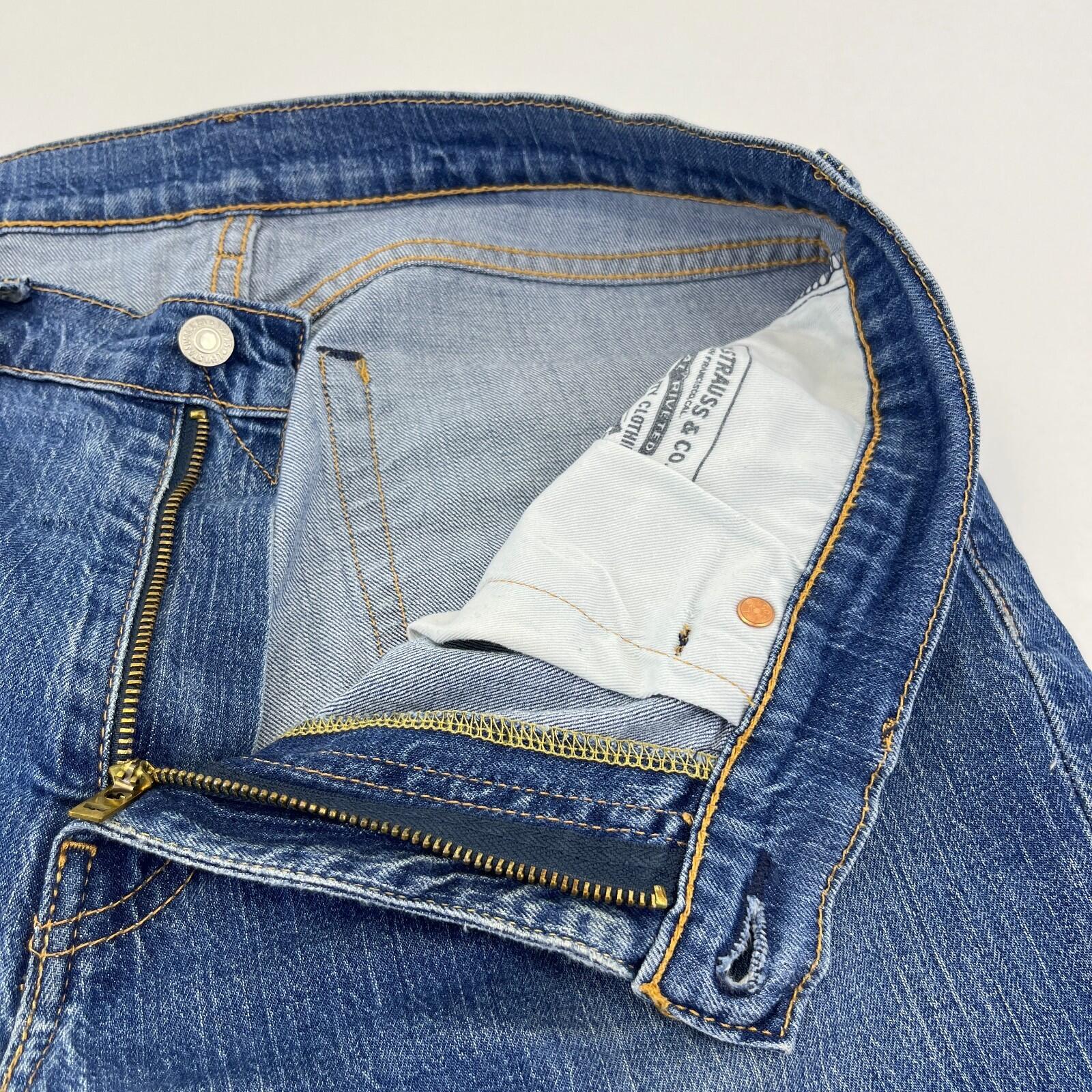 Levis 511 Premium Big E Slim Fit Jeans W34 L32 Blue Denim Straight Leg Mens