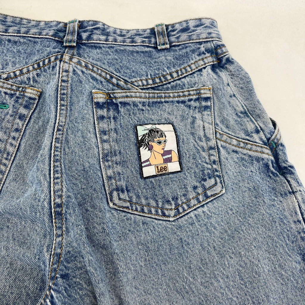 Lee Women's Mom Jeans Loose Fit Tapered Leg Blue Stonewash W30" L30"