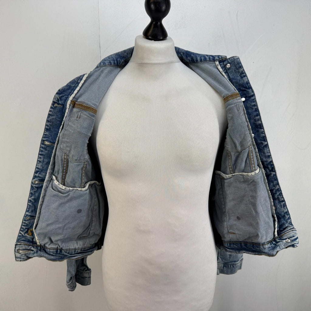 Joules Stretch Denim Jacket Mid Blue UK size 8 Women's with Pockets VGC