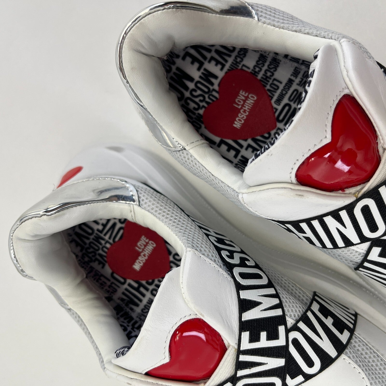 Love Moschino Heart Trainers size UK 5 EU 3 Women Low Top Slip On White Sneakers
