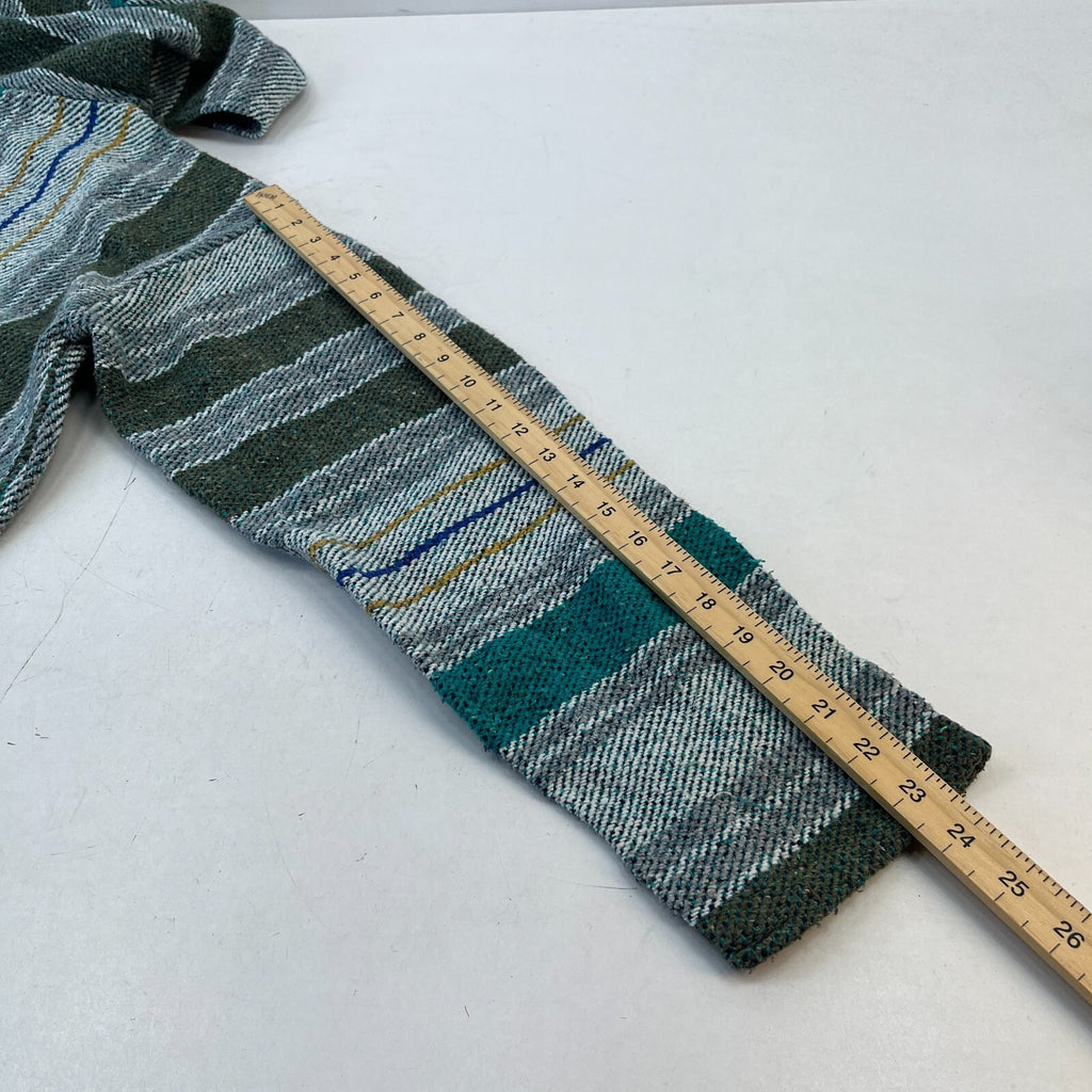 Genuine Mexican Baja Hoodie Pullover Hippie Festival Green Stripe UK size L