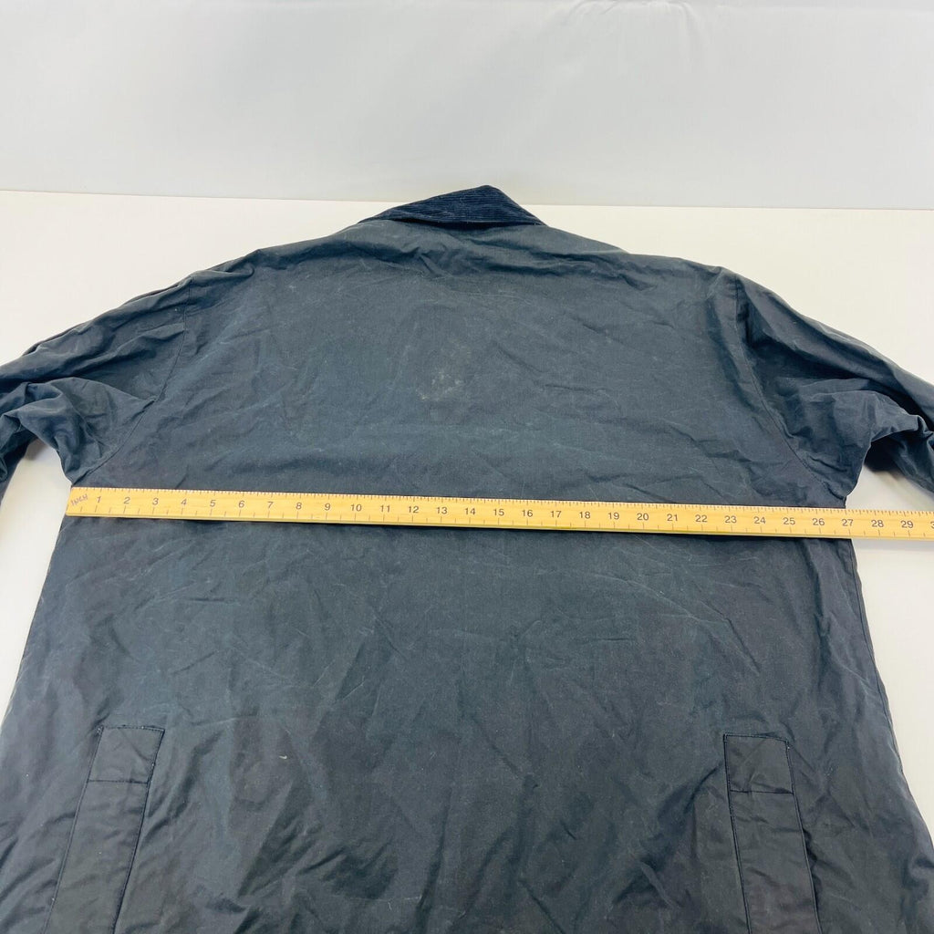 Mc Orvis Wax Jacket Mens size M Black Waxed Hooded Coat Made in the UK