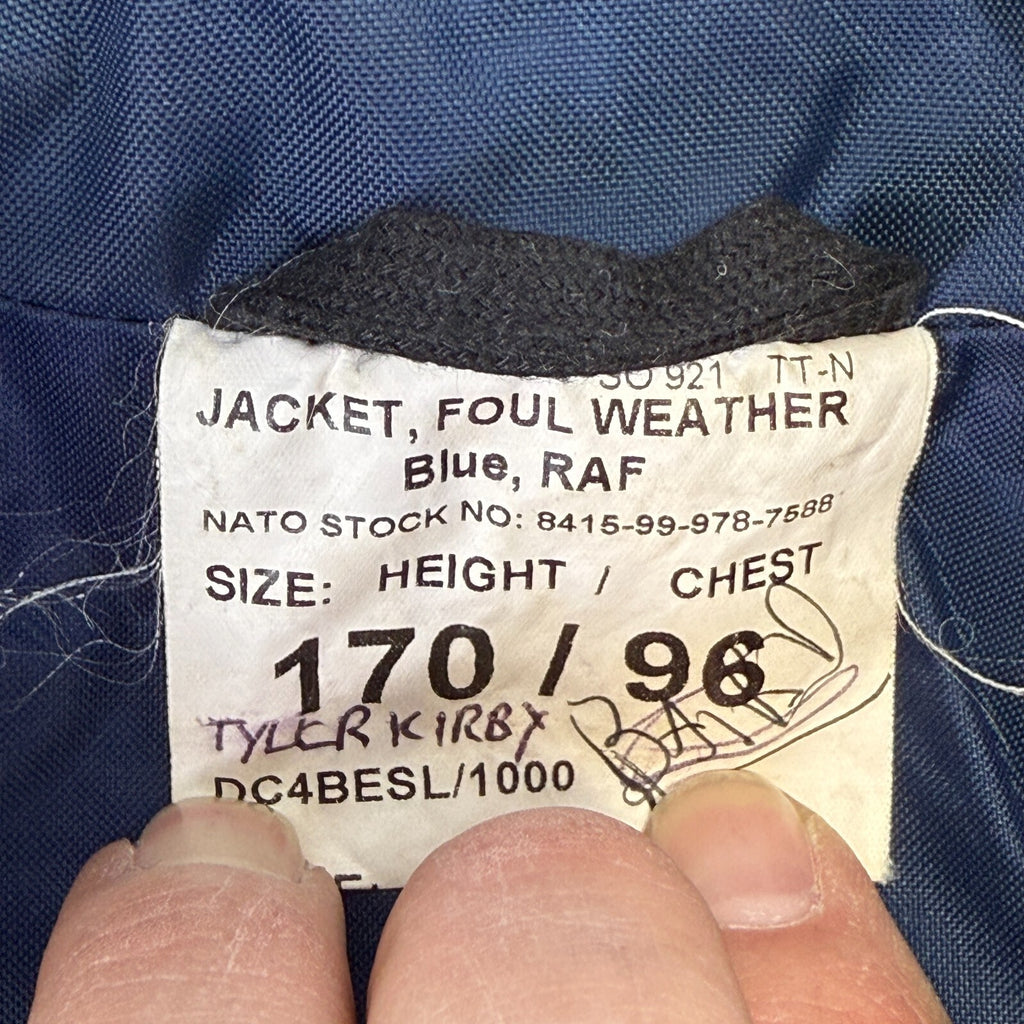 RAF Royal Air Force Foul Weather Jacket Coat Blue Waterproof 170/96 Medium Air Cadets