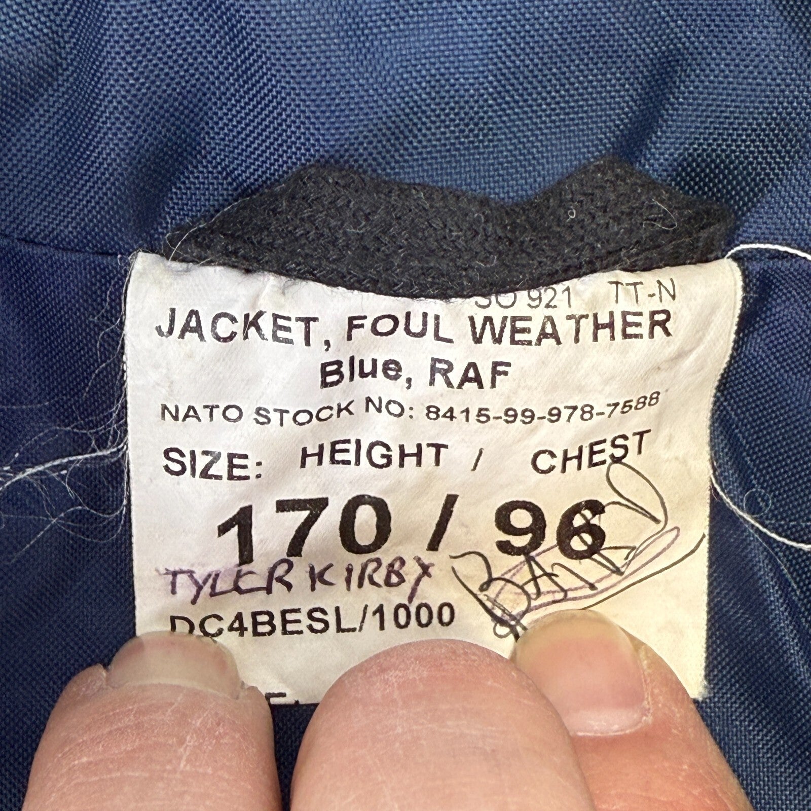 RAF Royal Air Force Foul Weather Jacket Coat Blue Waterproof 170/96 Medium Air Cadets