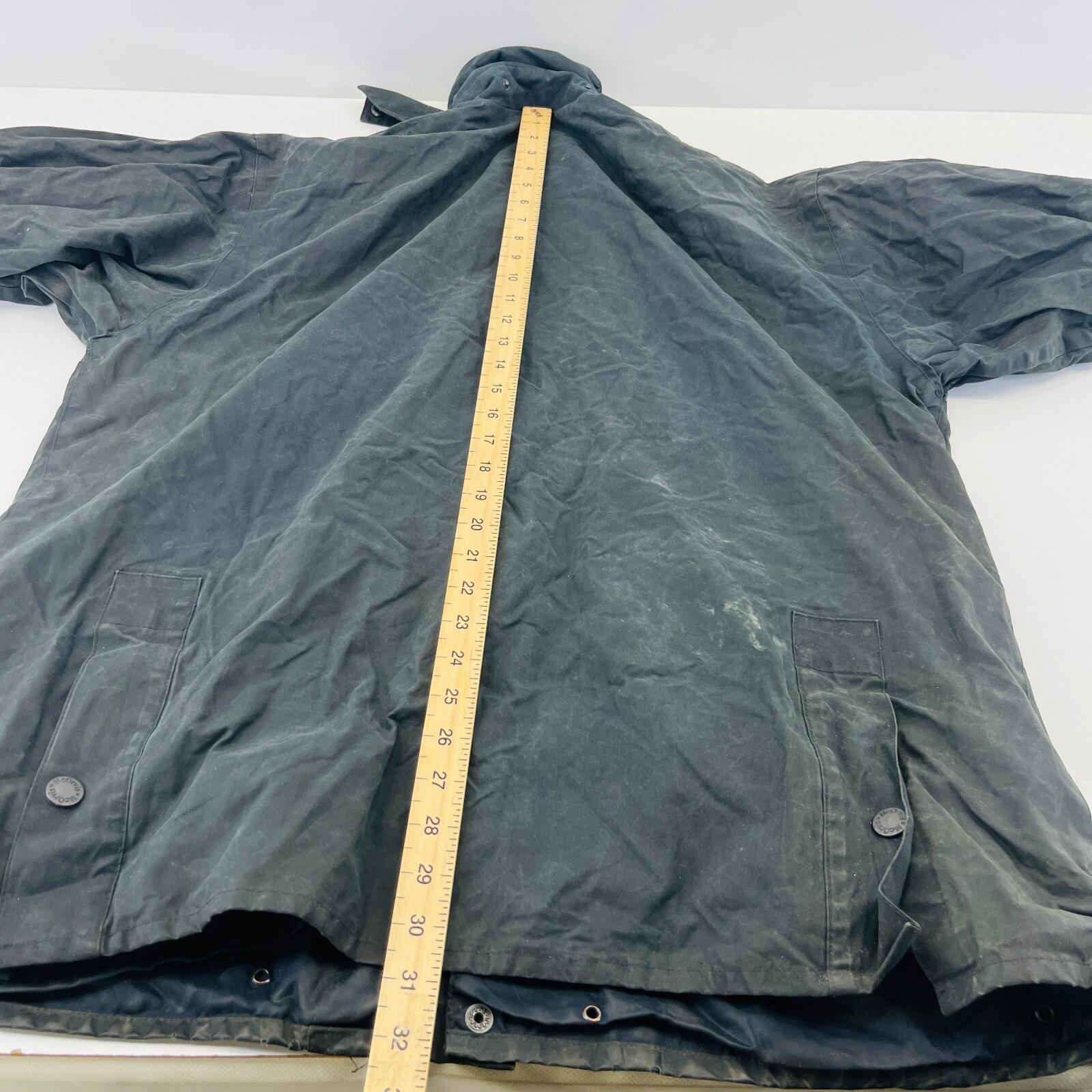 Mc Orvis Wax Jacket Mens size Small Oversized Black Waxed Riding Coat England