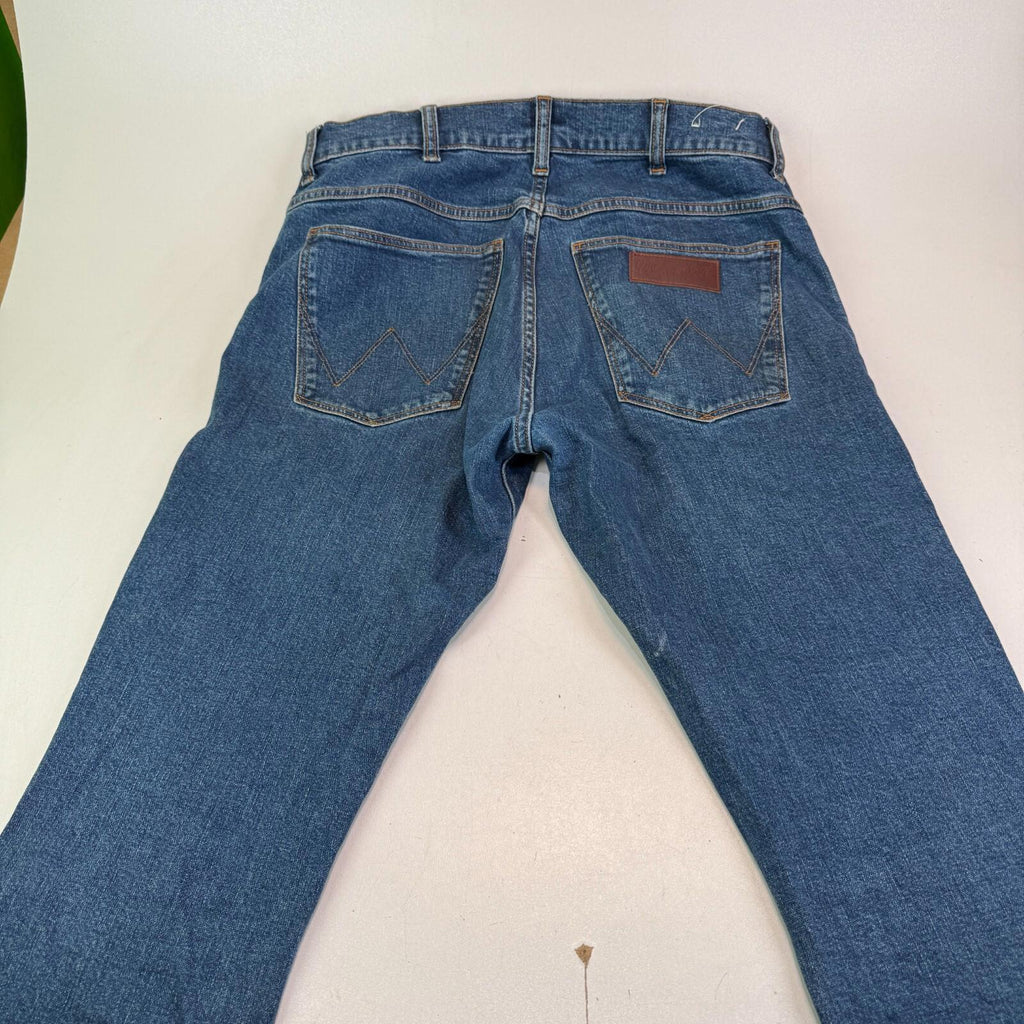 Wrangler Larston Mens Jeans Slim Tapered Skinny Stretch Mid Blue Denim W30" L32"