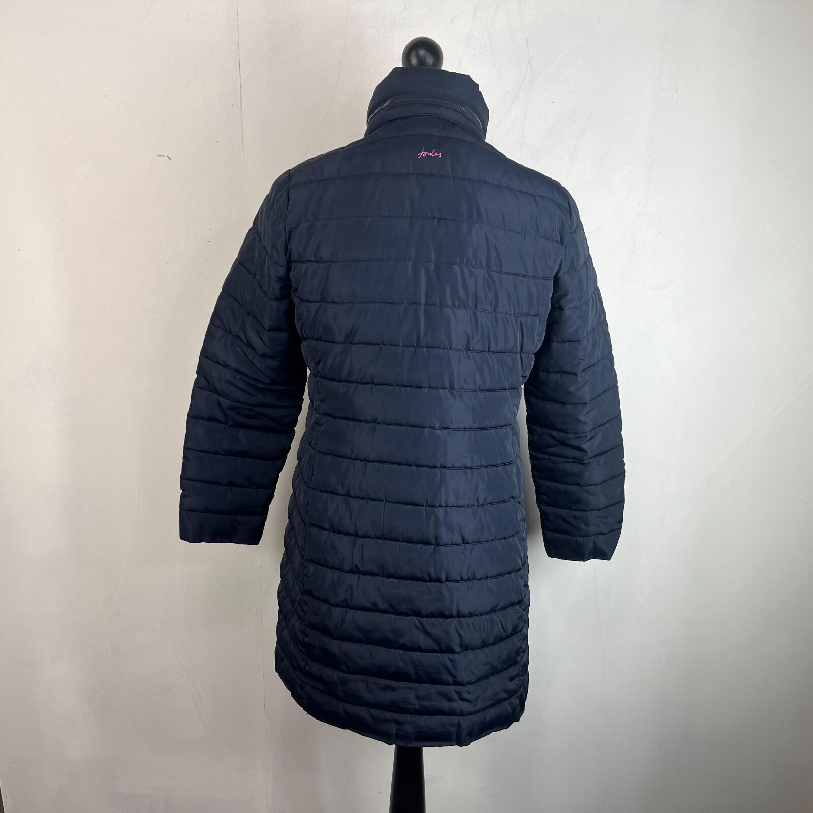 Joules Long Quilted Puffer Jacket Coat Navy Blue Women's UK size 14