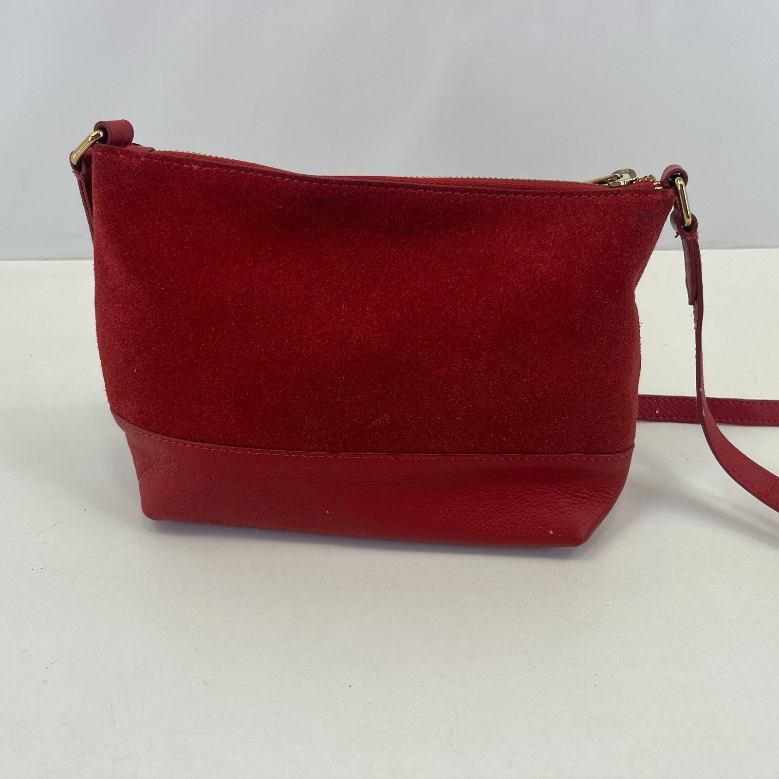 Monsoon Bright Red Suede Handbag Small Over the Shoulder Bag