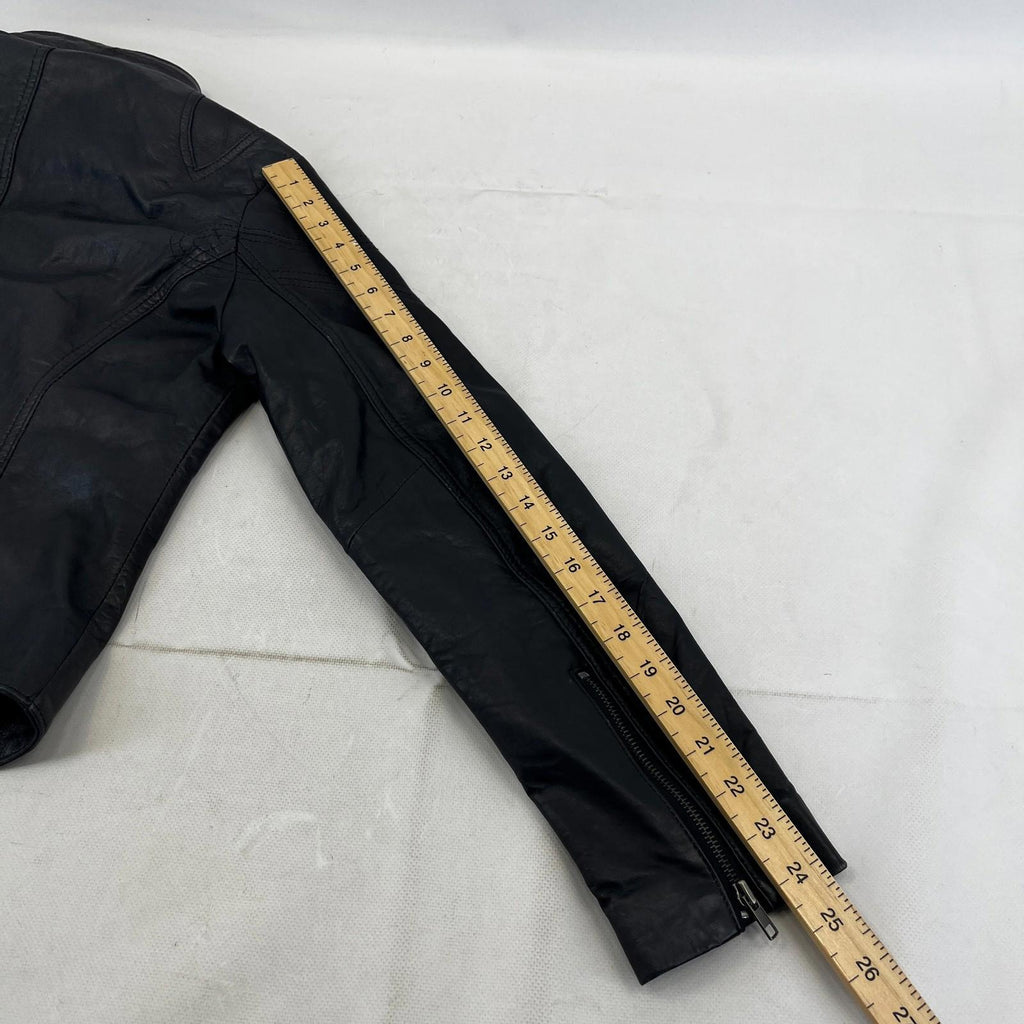 Aviatrix Women's Real Leather Biker Jacket in Black size M