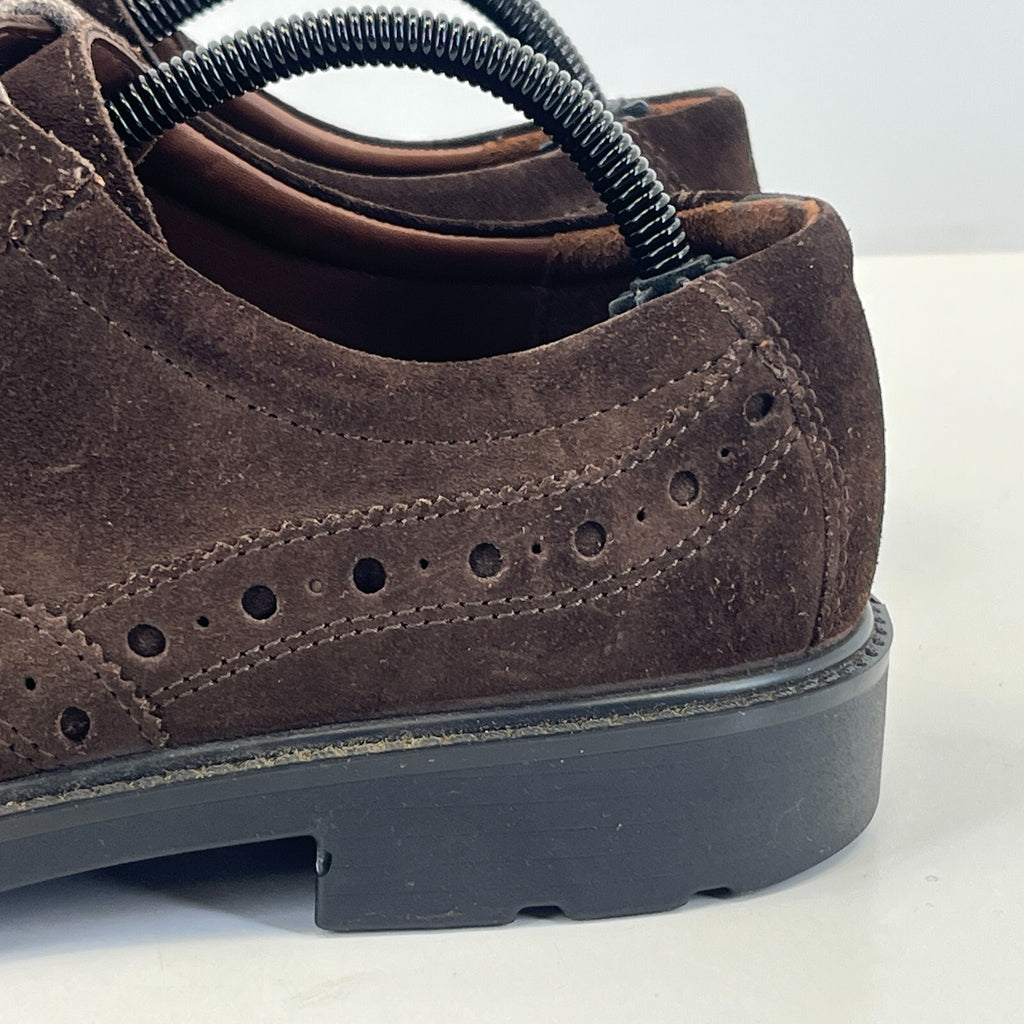 Hotter Defender Mens Dark Brown Suede Brogue Shoes Size UK 7.5 - Near Mint