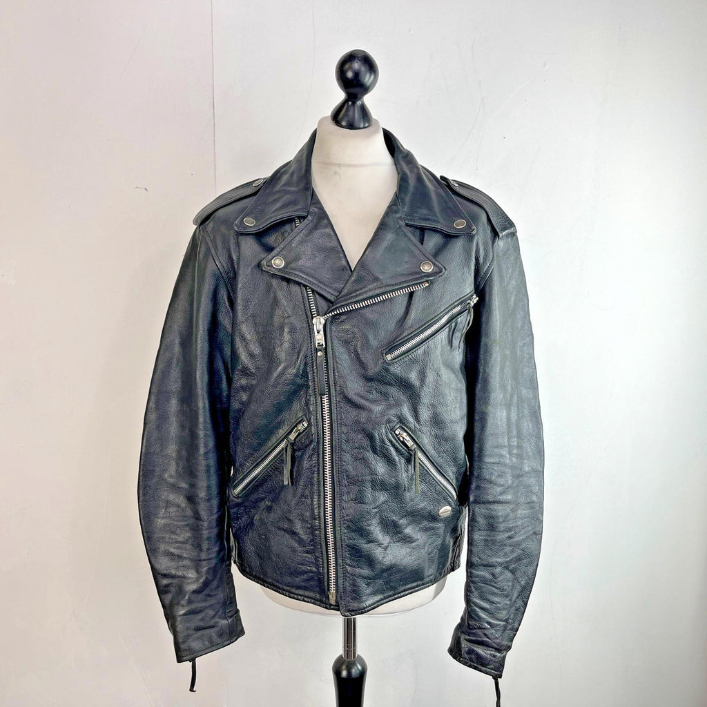 Vintage Genuine Harley Davidson Black Leather Jacket Made in USA - US size L