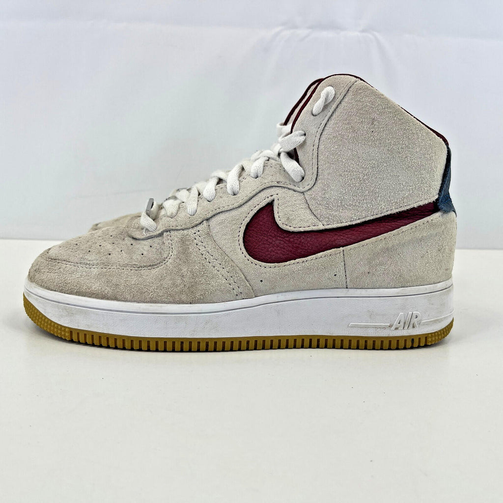 Nike Air Force 1 High Sculpt Suede in Light Grey White Maroon size UK 7 - EU 41
