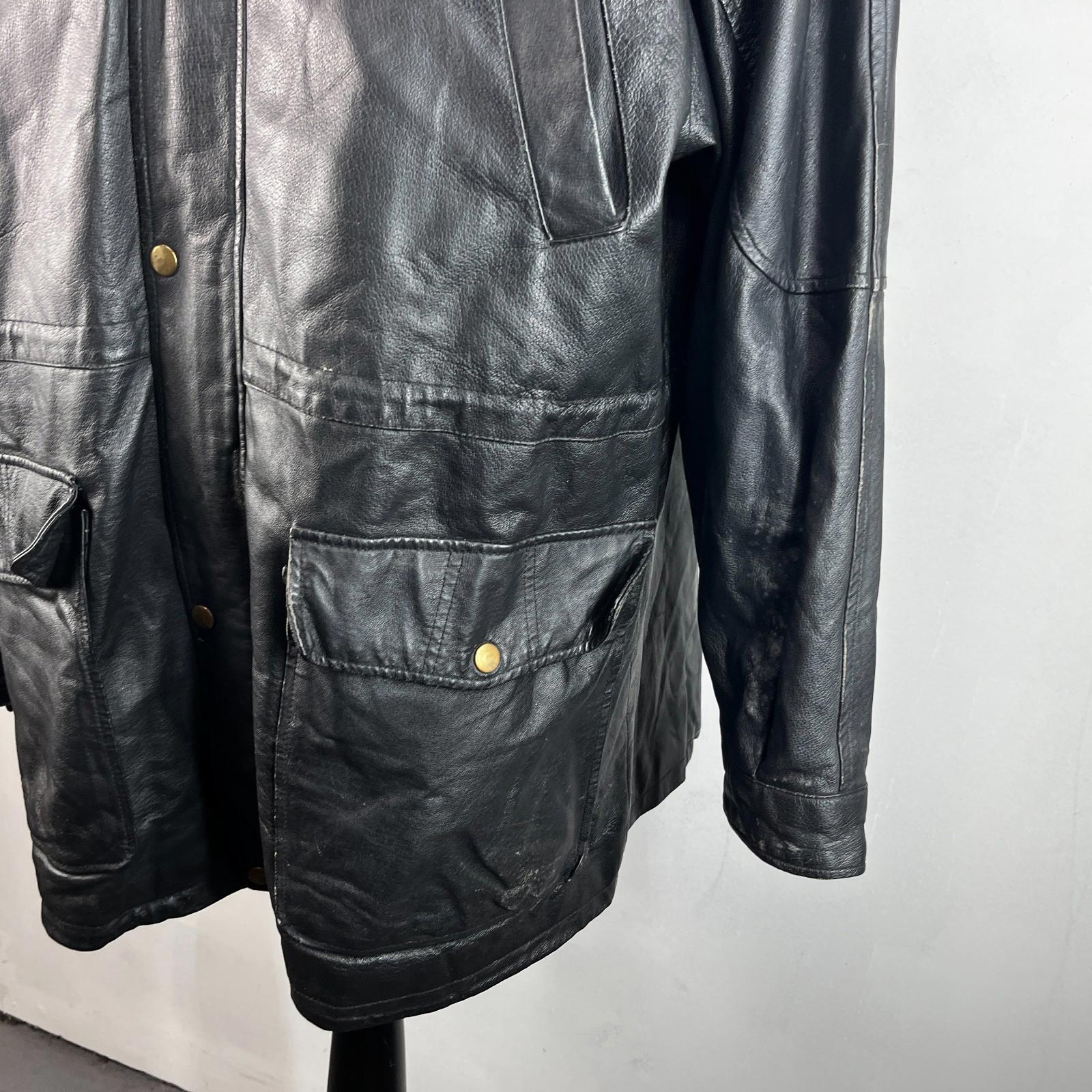 Paragon Mens Mid Length Leather Jacket Coat size XL in Black