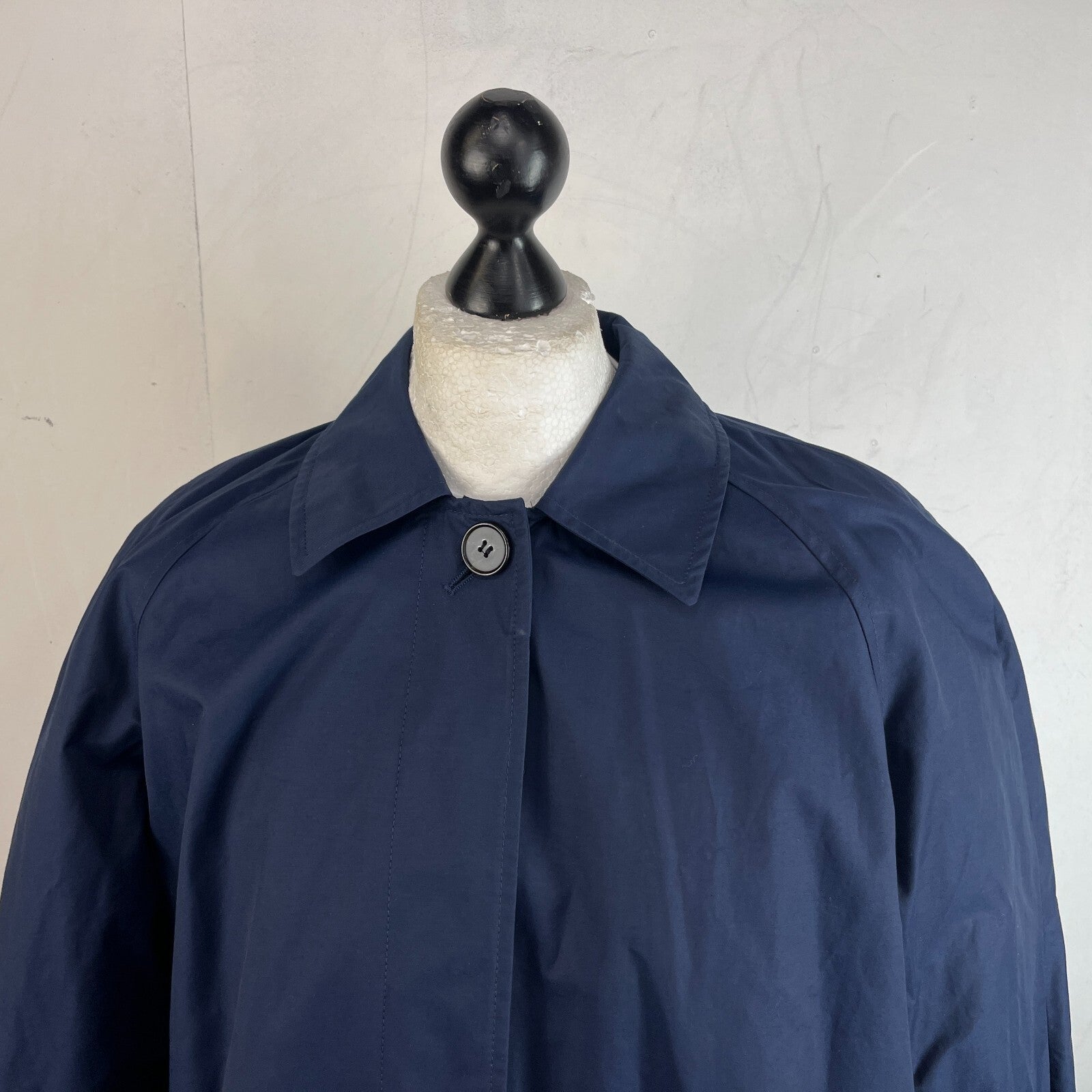 M&S Mid Length Trench Coat Navy Blue Women's UK 22 Button Front Smart Casual