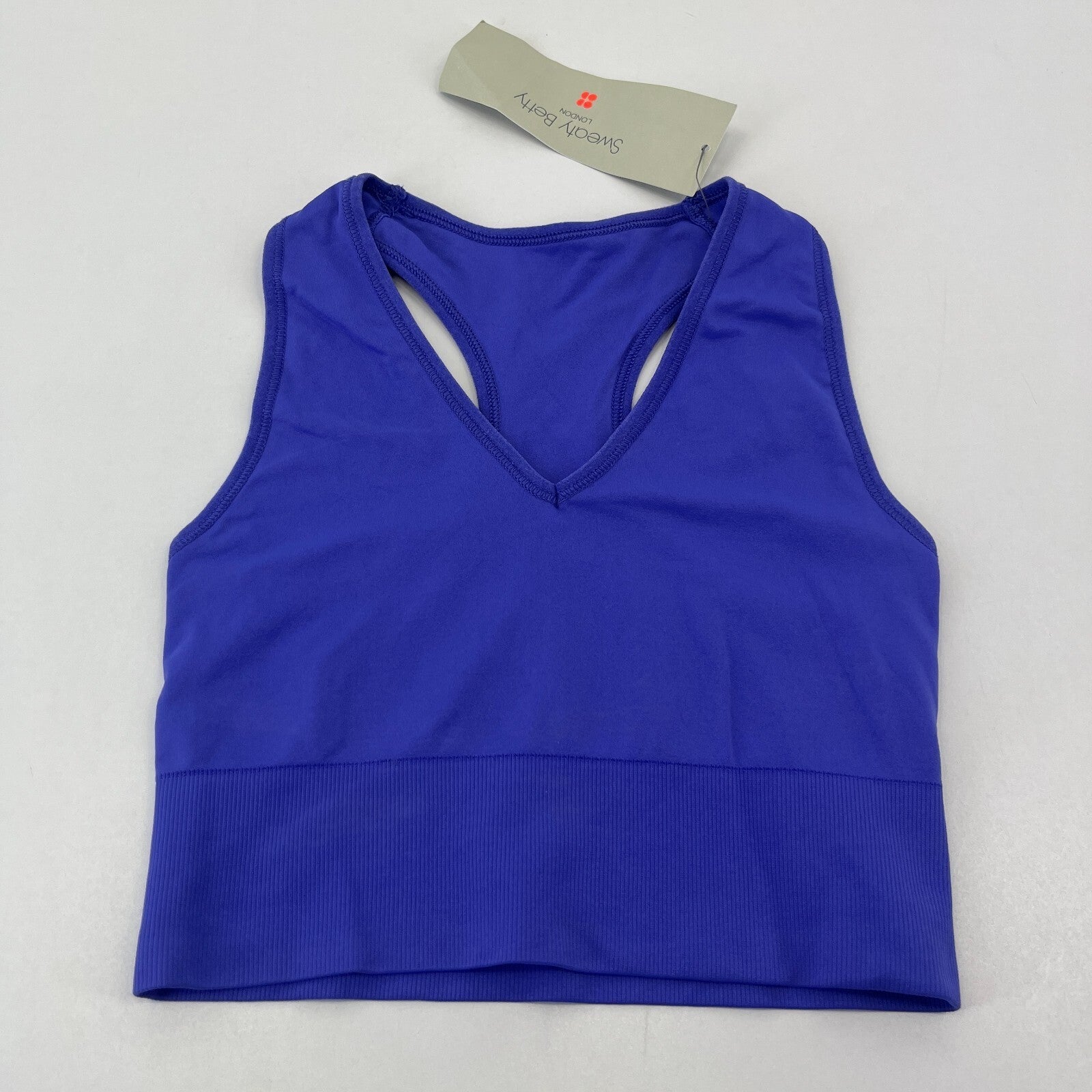 Sweaty Betty Women’s Stamina Soft Touch Voop Bra Aura Blue size S - BNWT