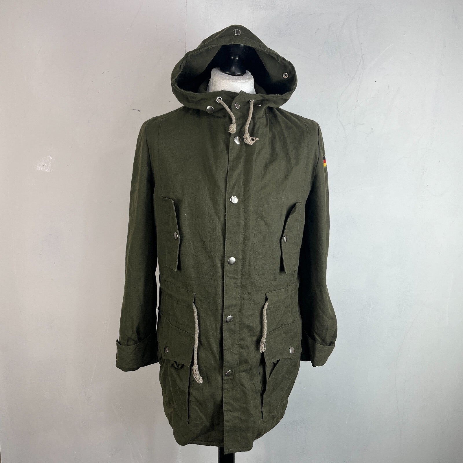 Vtg 80s Women's Bundeswehr German Army Parka Jacket Olive Green & Liner size L