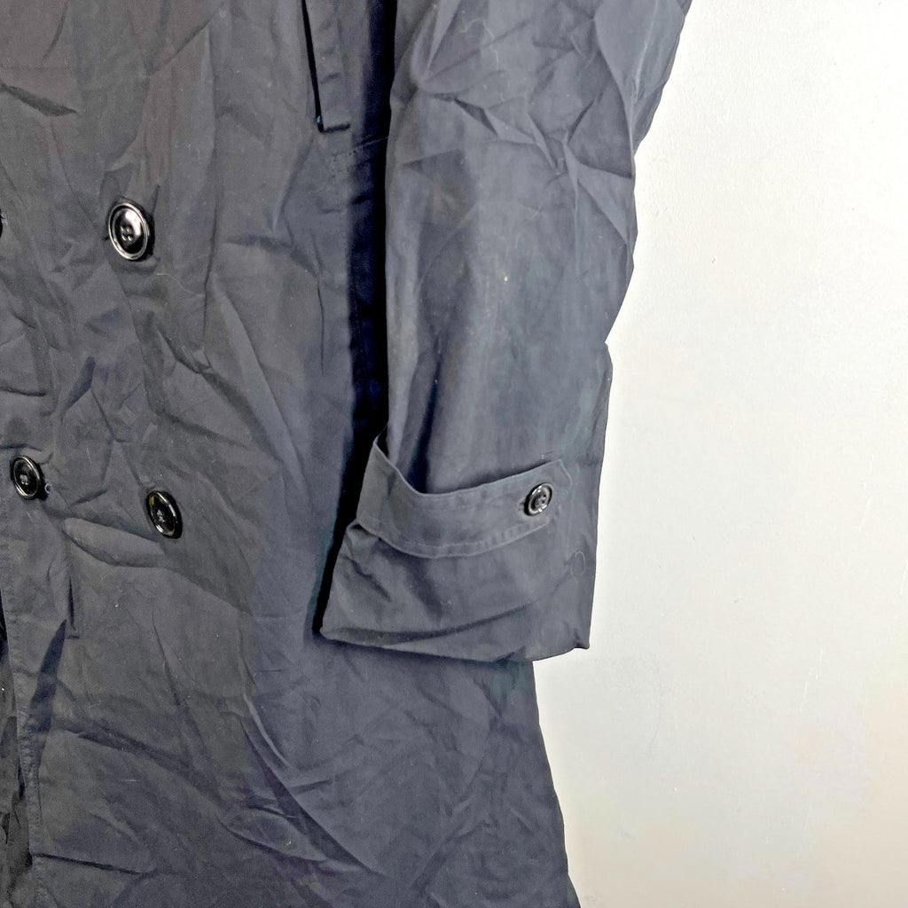 Vintage US Army Military Long Trench Coat Raincoat in Black size 42R