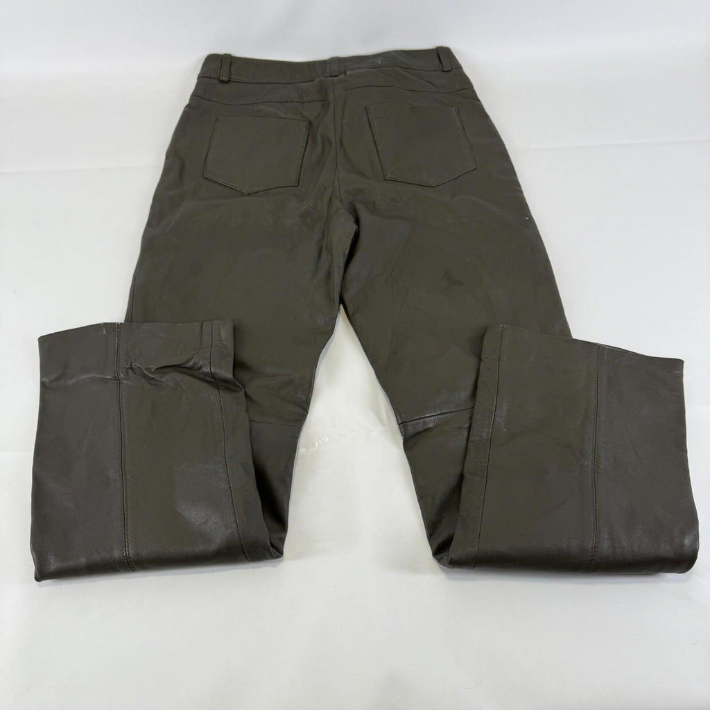 Heine Women's Leather Jeans Biker Pants in Dark Brown Y2K UK size 12
