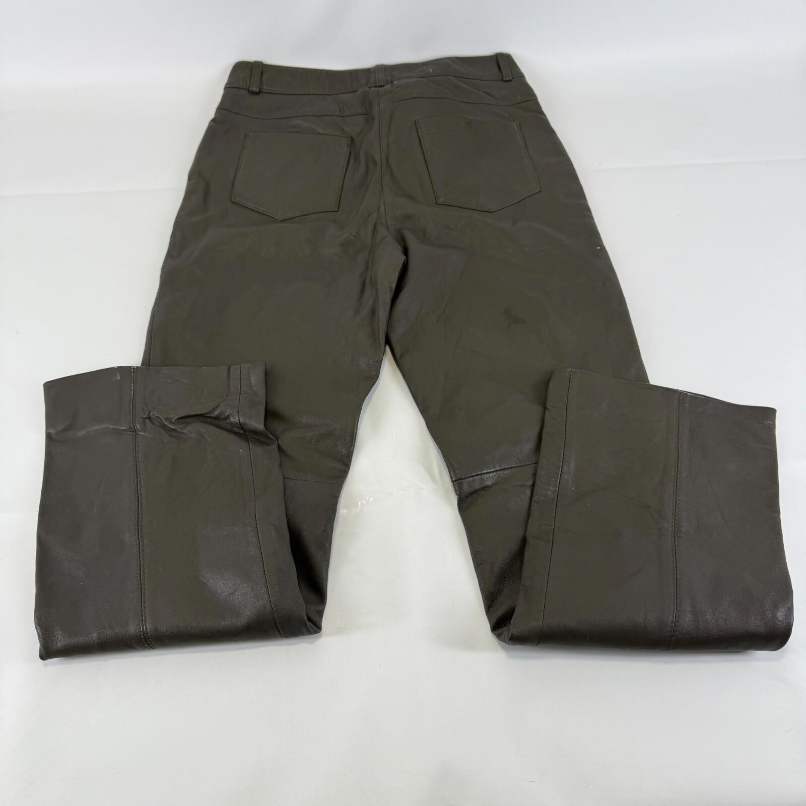 Heine Women's Leather Jeans Biker Pants in Dark Brown Y2K UK size 12